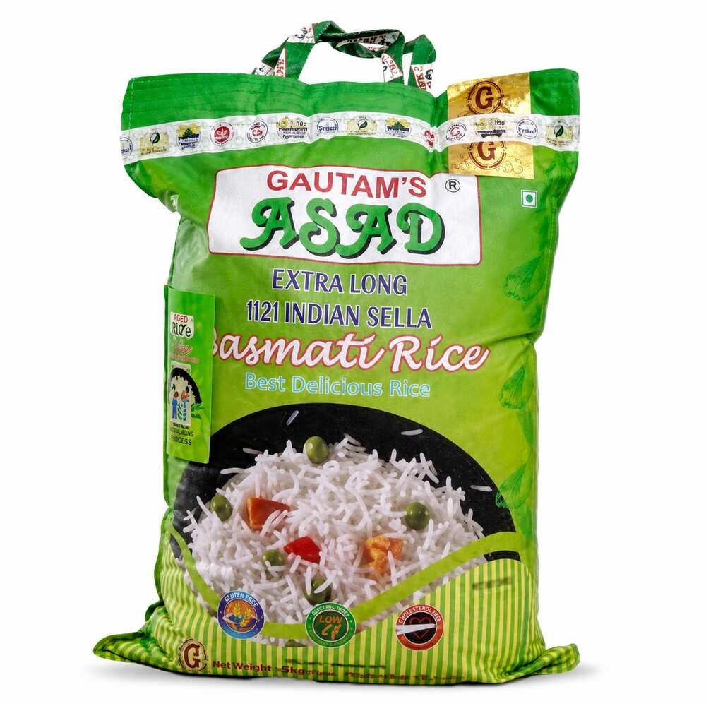 Asad Extra Long Grain Indian Basmati Rice (Mchele wa Basmati wa Asad kutoka India, Punje Ndefu)– 5 KG