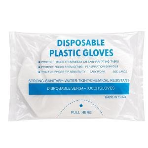 Disposable Gloves Plastic Gloves Transparent Large, 100pc